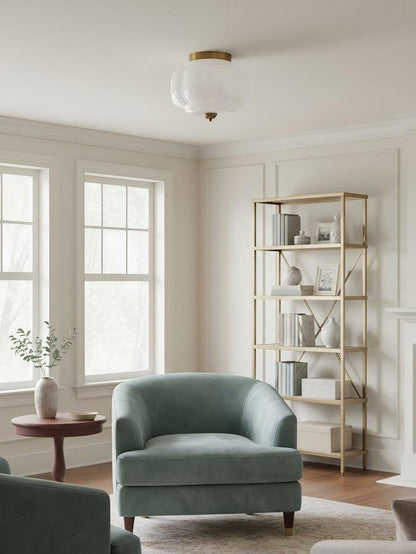 Retro Plafondlamp met Melkglazen Kap – Verfijnde Semi-Flush Mount Verlichting voor Moderne Interieurs