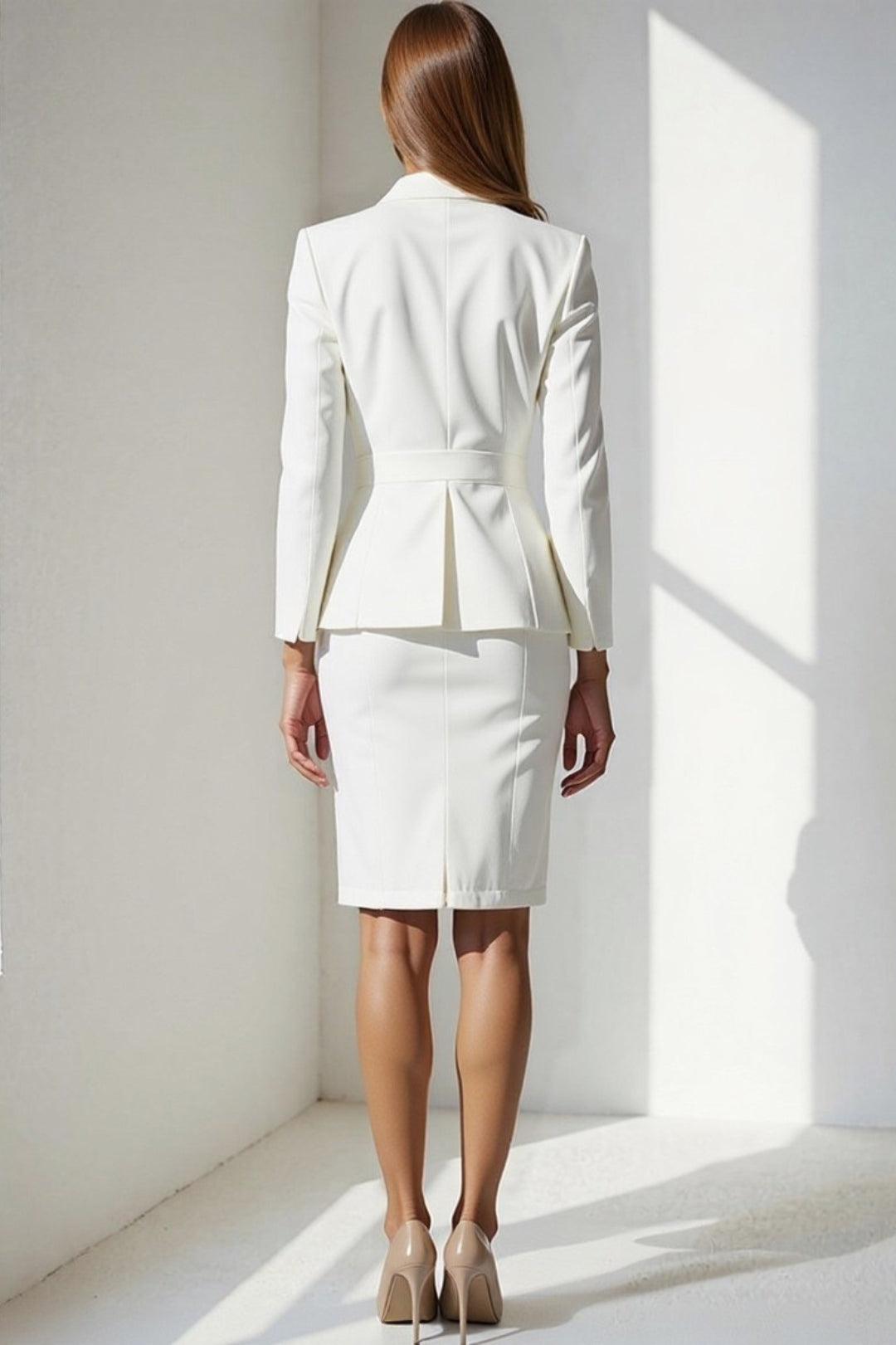 Dames Blazer Set met Pencil Rok en Dubbele Knopen Chique