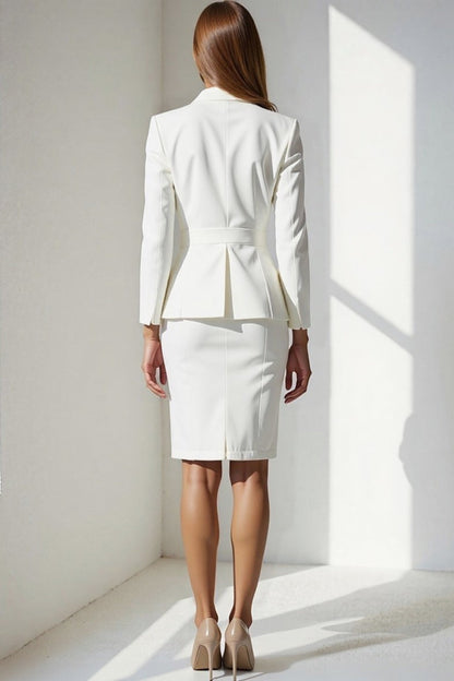 Dames Blazer Set met Pencil Rok en Dubbele Knopen Chique
