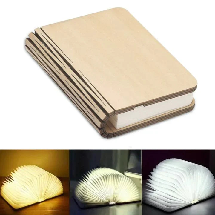 Boeklamp LED met Warm Licht – Decoratieve Houten Lamp in Boekvorm voor Sfeervolle Verlichting