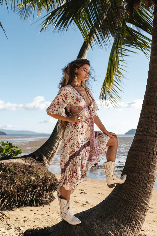 Boho-jurk Bloemenprint Zomerjurk Vrouw