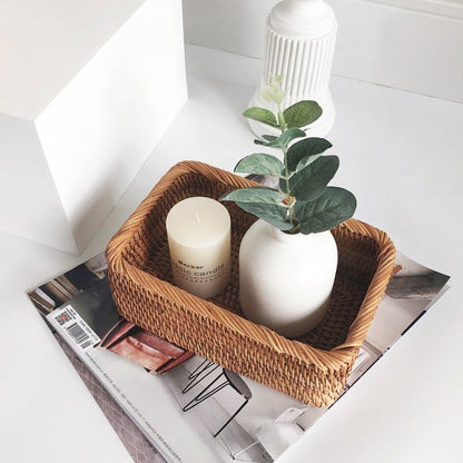 Rotan Opbergmand Gevlochten Naturel Badkamer Keuken | Handgeweven Opbergmand Woonkamer Organizer