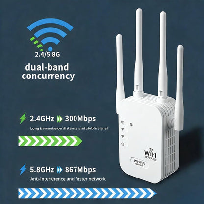 WiFi Versterker Buiten Weerbestendig Dual-Band 1200Mbps Signaalversterker Tuin Patio Garage Range Extender