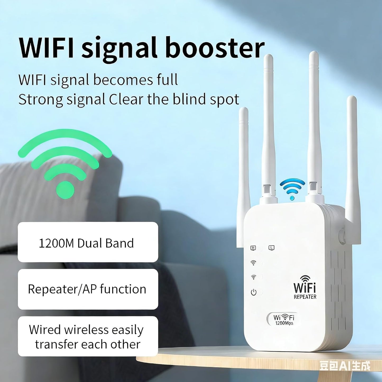 WiFi Versterker Buiten Weerbestendig Dual-Band 1200Mbps Signaalversterker Tuin Patio Garage Range Extender