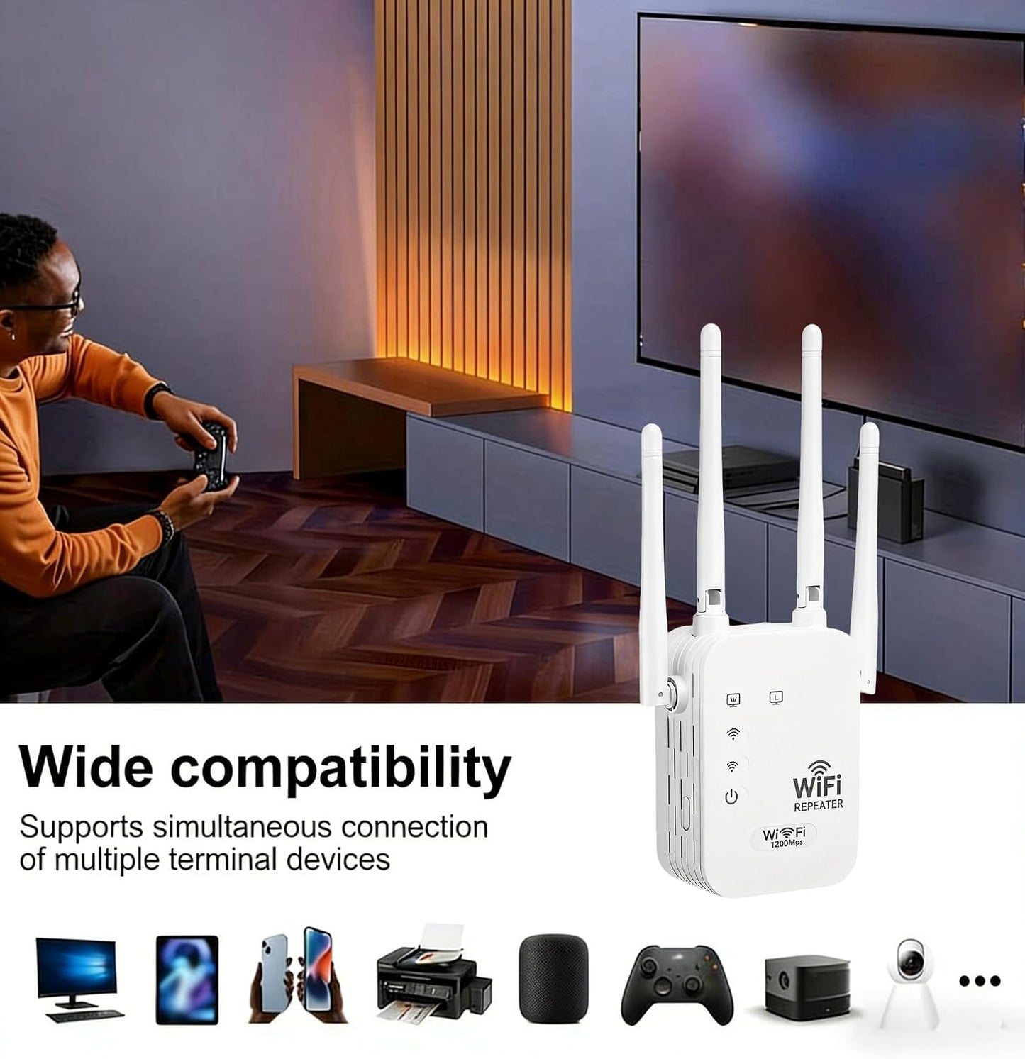 WiFi Versterker Buiten Weerbestendig Dual-Band 1200Mbps Signaalversterker Tuin Patio Garage Range Extender