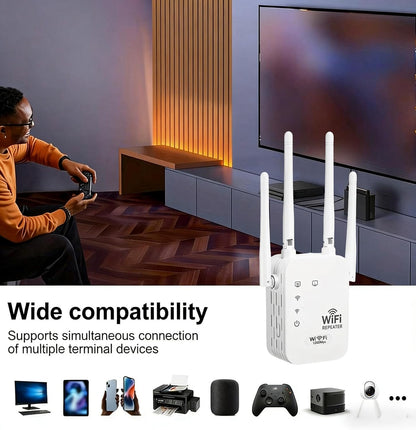 WiFi Versterker Buiten Weerbestendig Dual-Band 1200Mbps Signaalversterker Tuin Patio Garage Range Extender