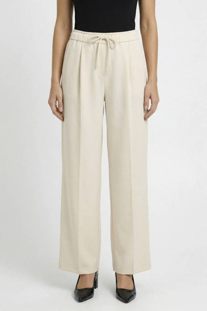Wijde Broek Dames - Comfortabele Trekkoord Pasvorm | Relaxed — Crème