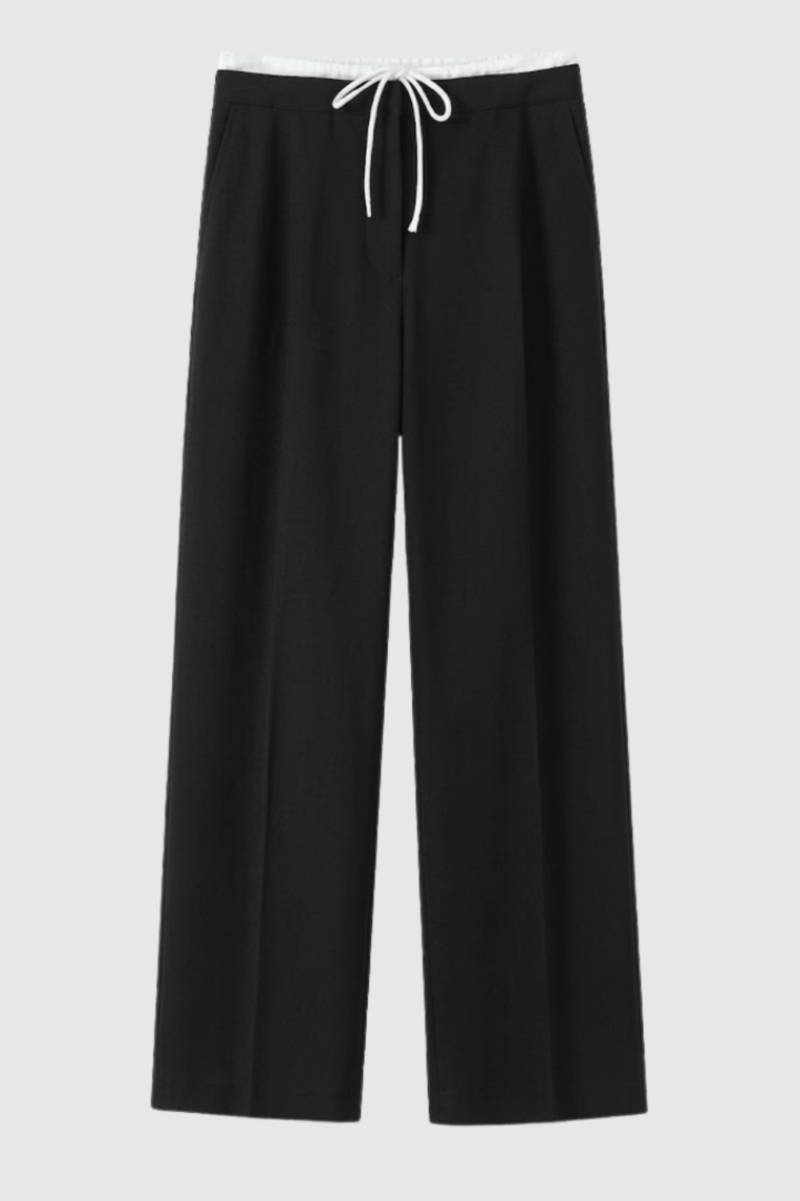 Wijde Broek Dames - Comfortabele Trekkoord Pasvorm | Relaxed — Zwart