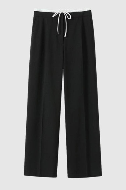 Wijde Broek Dames - Comfortabele Trekkoord Pasvorm | Relaxed — Zwart