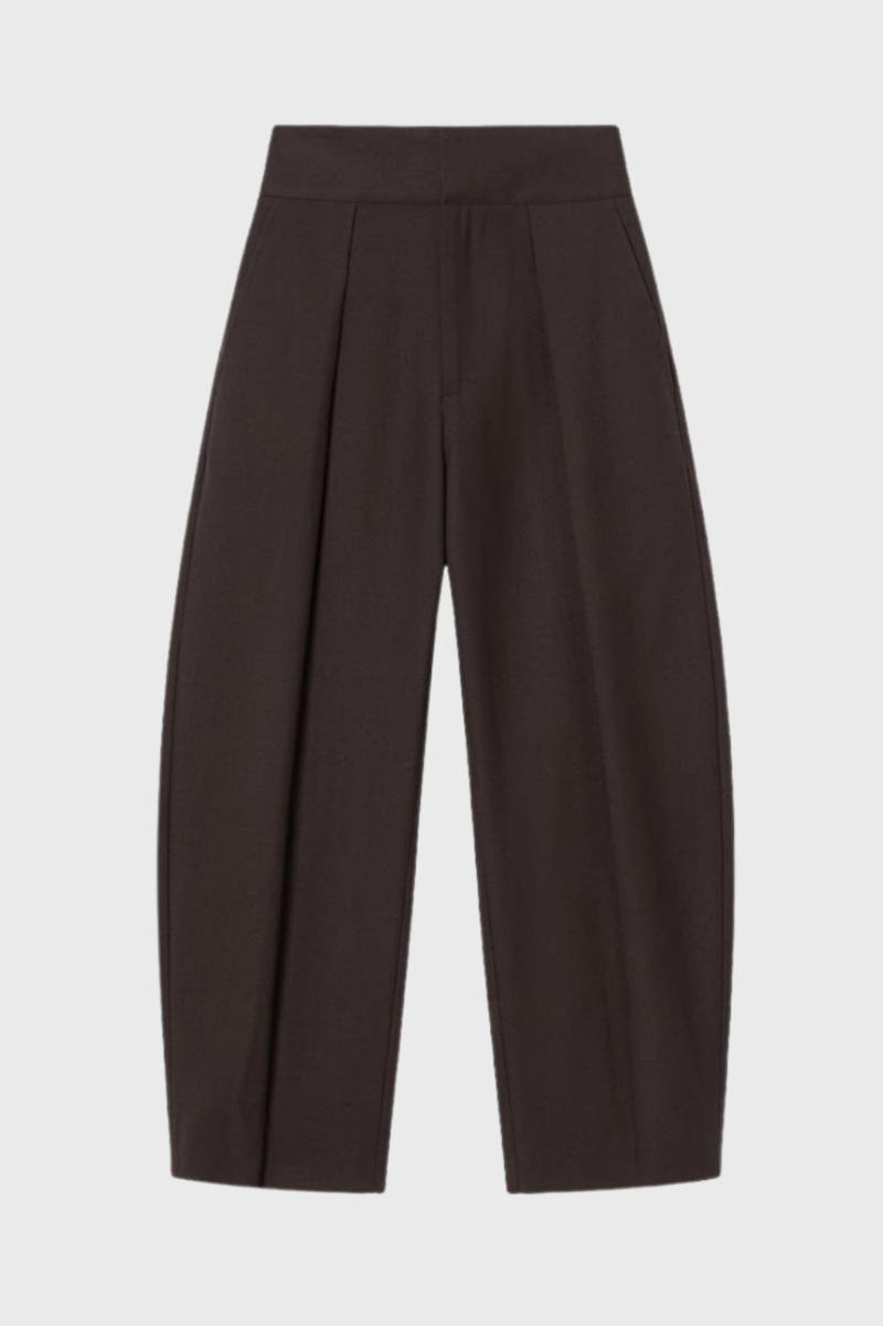 Wijde Broek Dames - Elegant Plissé met Hoge Taille | Chique — Donkerbruin
