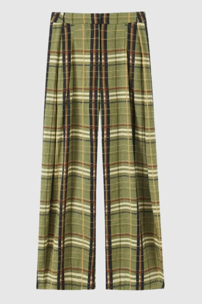 Dames Broek Wijd Model Geruit Rechte Pijpen Retro Stijl - StudioMarella