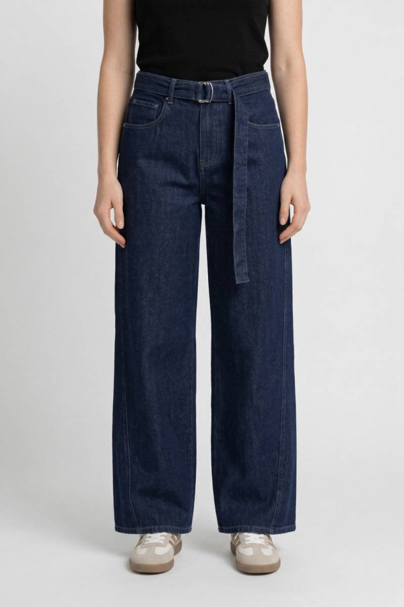 Wijde Broek Dames - Hoge Taille met Ceintuur | Comfortabel — Donkerblauw