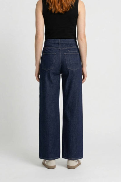 Wijde Broek Dames - Hoge Taille met Ceintuur | Comfortabel — Donkerblauw