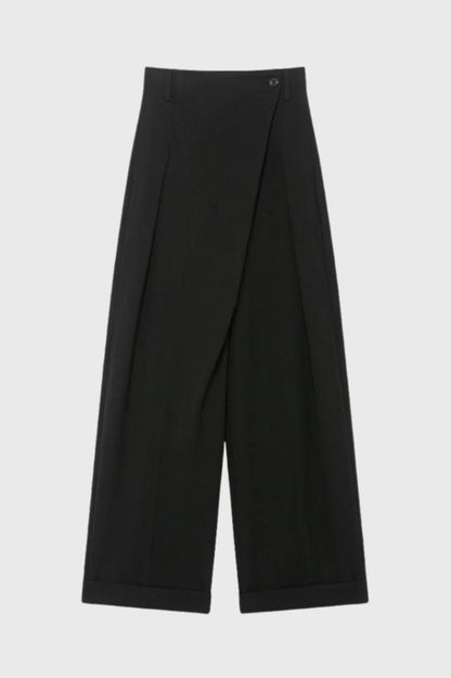 Hoge Taille Damesbroek Met Overlapping Elegant Zwart - StudioMarella