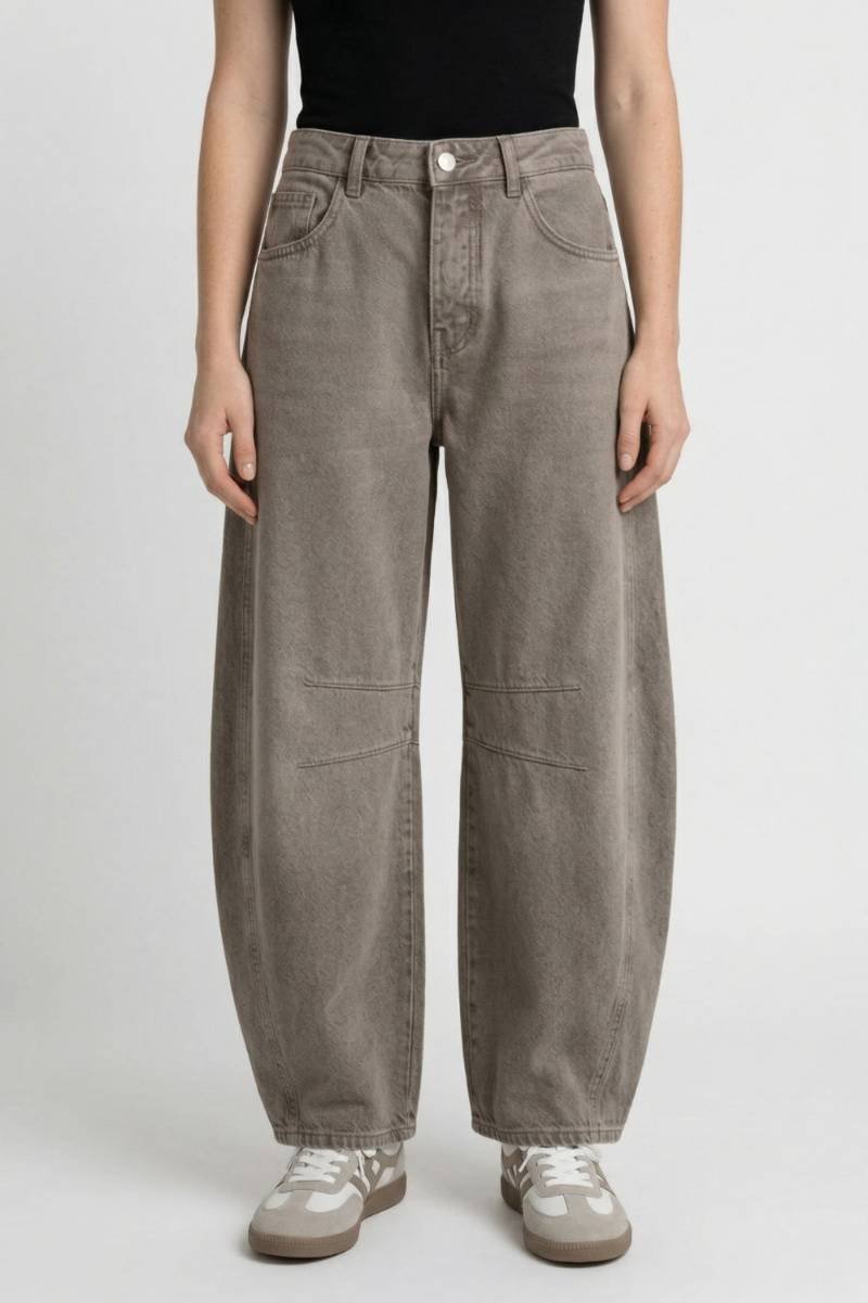 Wijde Broek Dames - Oversized met Decoratieve Naden | Balloon Fit — Taupe