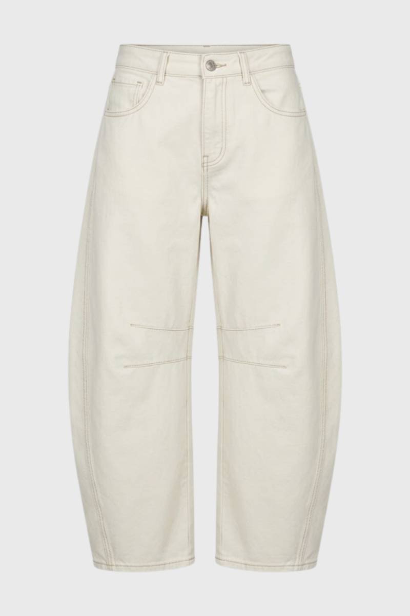 Wijde Broek Dames - Oversized met Decoratieve Naden | Balloon Fit — Crème