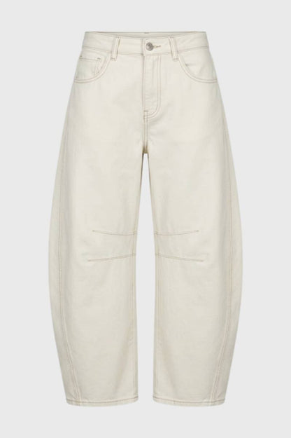 Wijde Broek Dames - Oversized met Decoratieve Naden | Balloon Fit — Crème