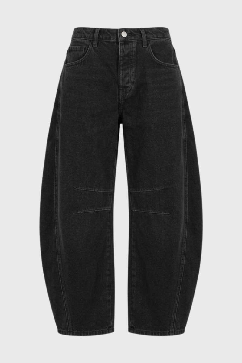 Wijde Broek Dames - Oversized met Decoratieve Naden | Balloon Fit — Zwart