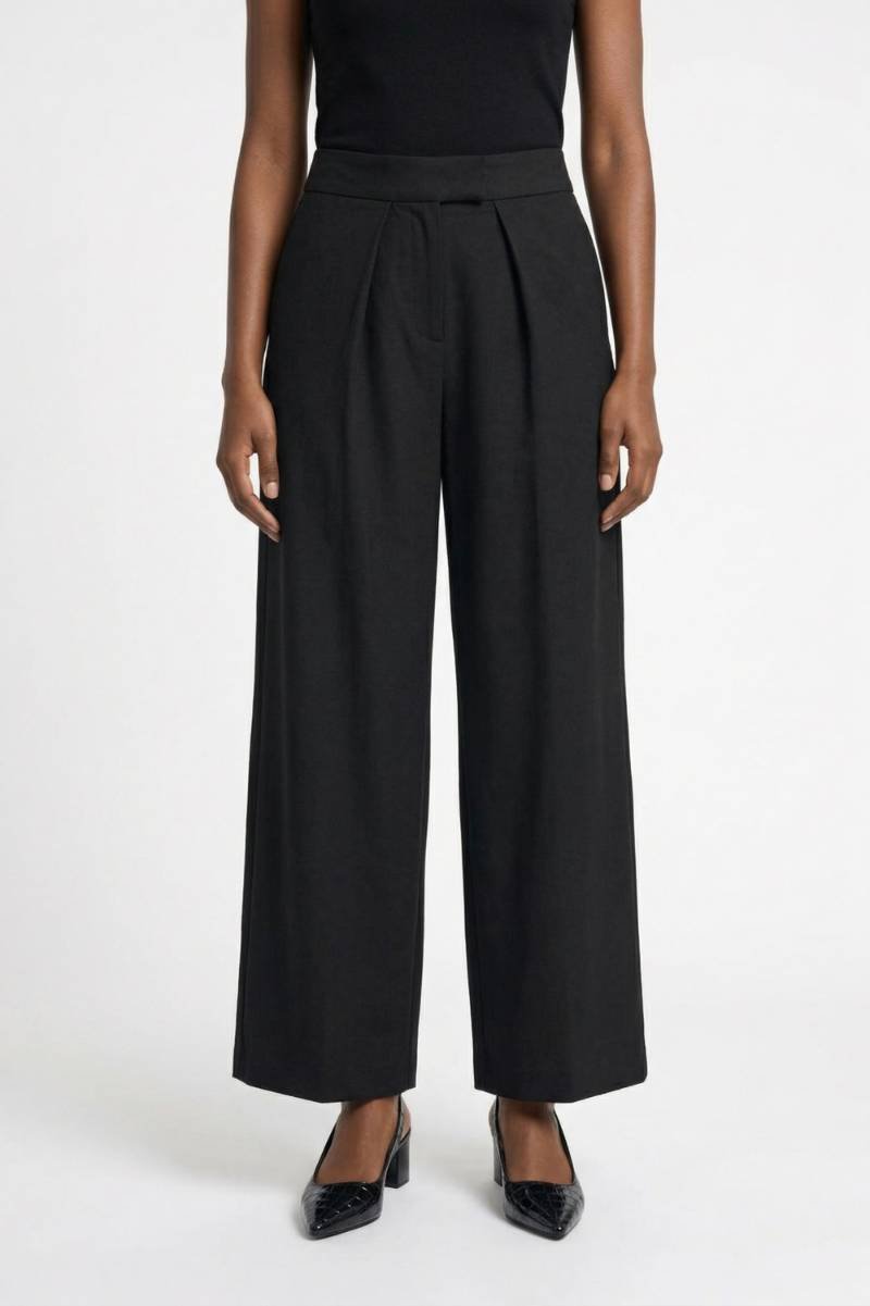 Wijde Broek Dames - Palazzo met Ceintuur | Elegante Hoge Taille — Zwart