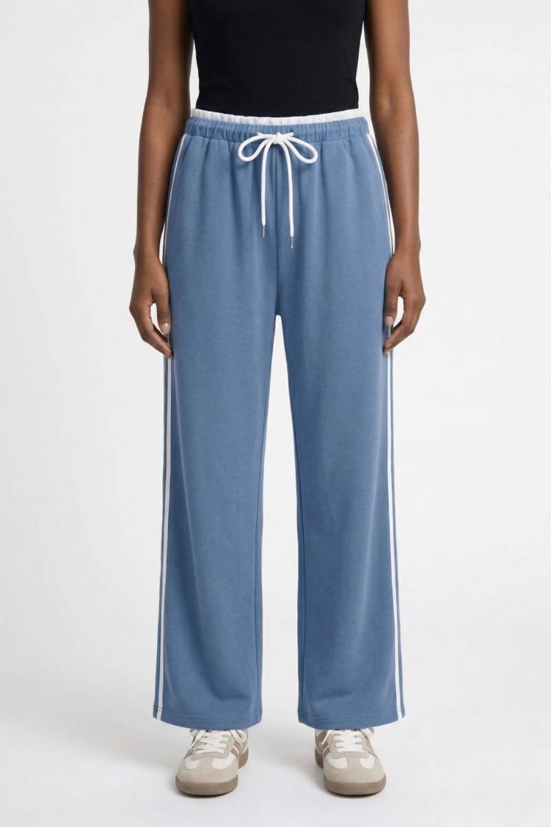 Wijde Broek Dames - Sportief met Zijstreep | Comfortabel — Lichtblauw