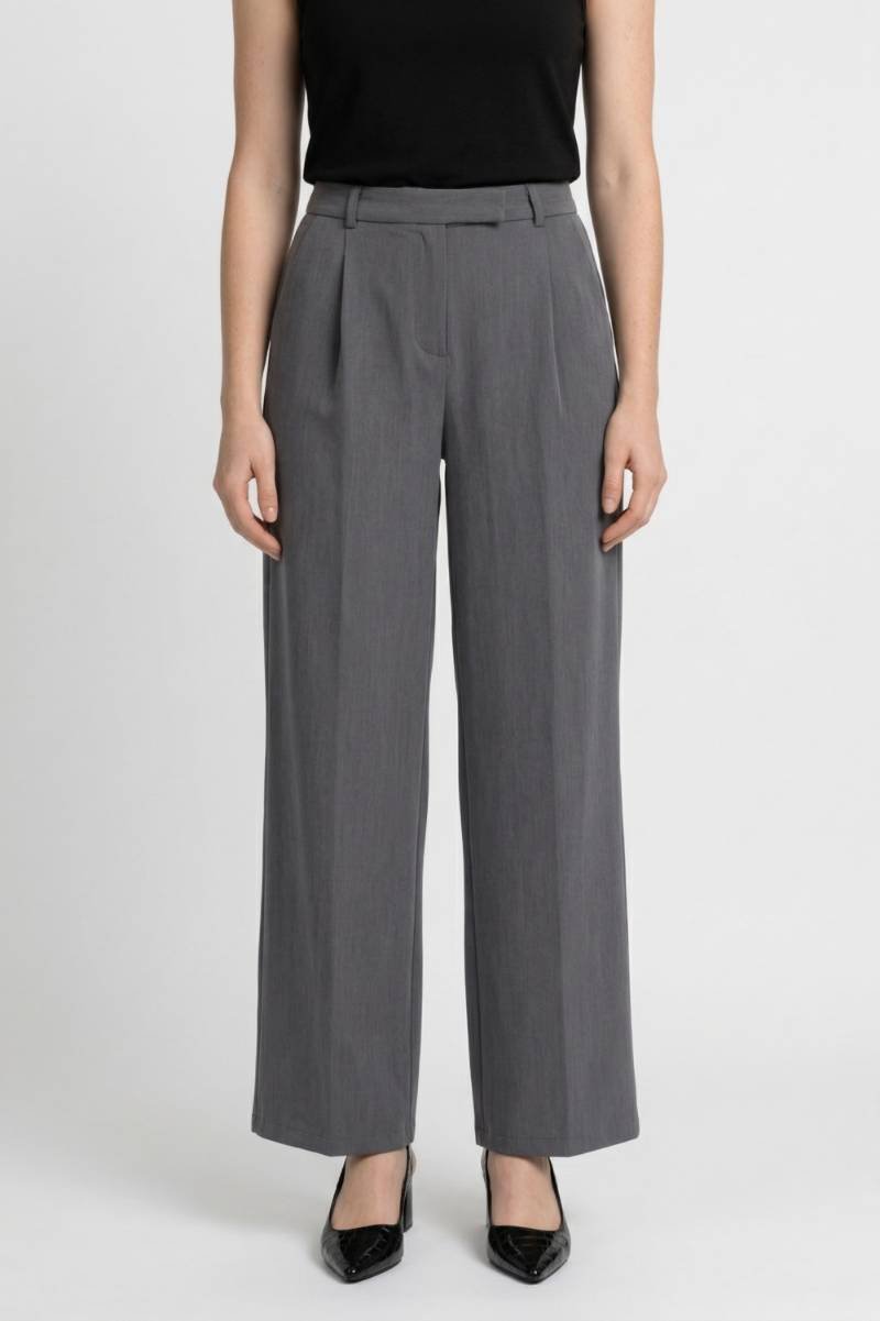 Wijde Broek Dames - Straight Fit met Hoge Taille | Elegant — Grijs
