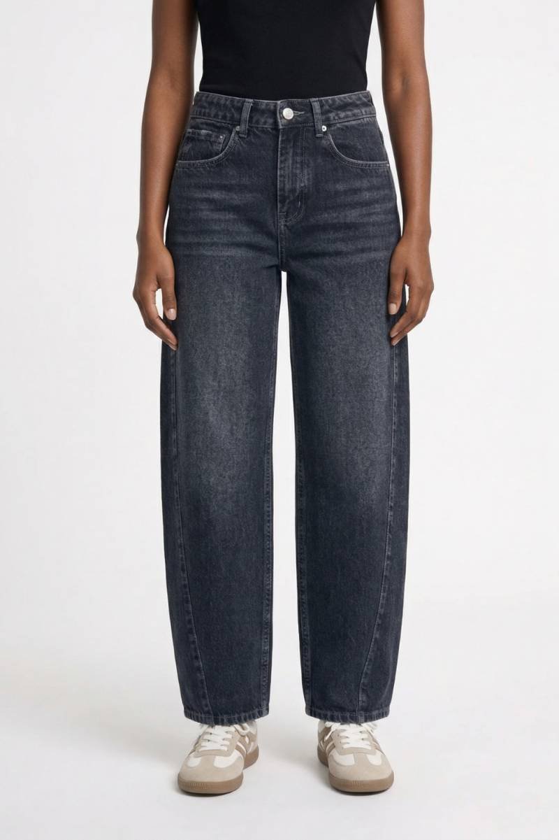 Wijde Jeans Dames - Relaxed Fit met Hoge Taille | Vintage Look — Donkerblauw