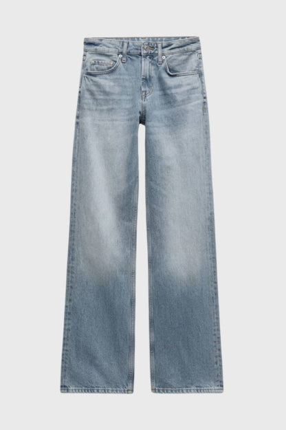 Wijde Jeans Dames - Straight Fit met Hoge Taille | Vintage — Blauw