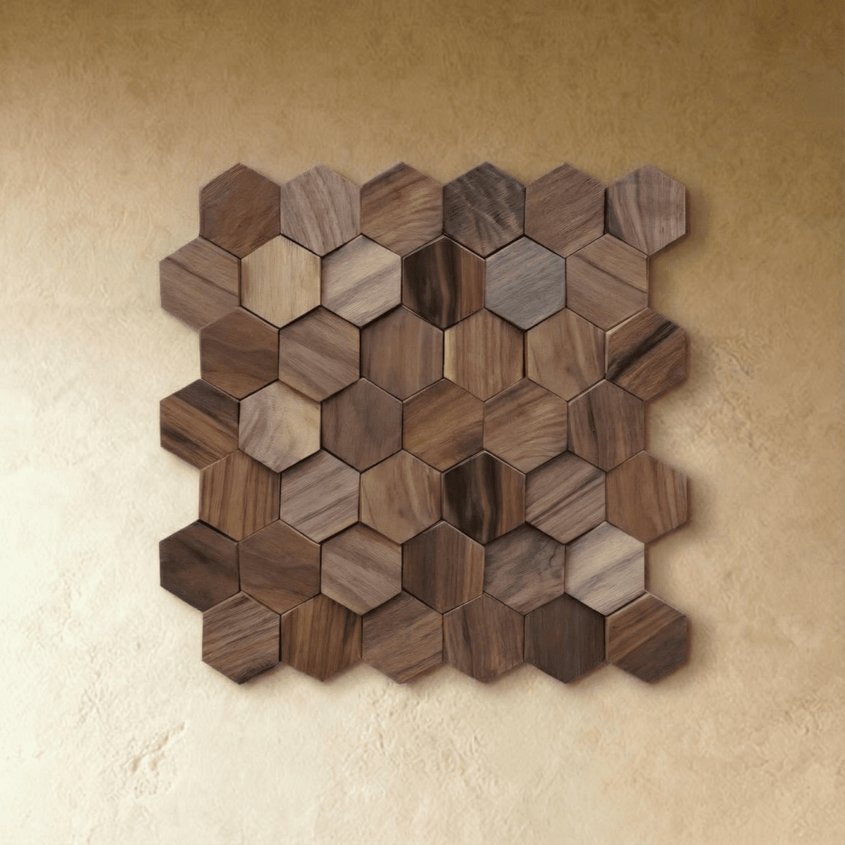 Wikne Houten Mozaïek Wandpanelen Met Hexagon Design Voor Moderne Accentmuren