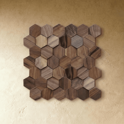 Wikne Houten Mozaïek Wandpanelen Met Hexagon Design Voor Moderne Accentmuren