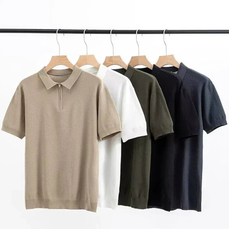 Willem | Lange mouw poloshirt in de kleur Beige voor heren in Smart-casual stijl geschikt voor alle seizoenen.