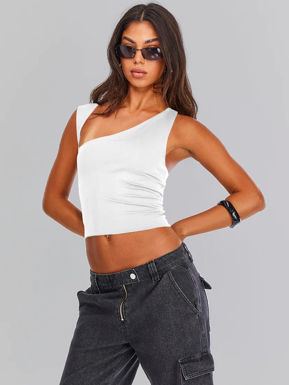 Vrouwelijke Een-Schouder Crop-Top Stijlvol voor Feest - StudioMarella