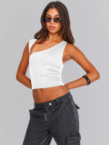 Vrouwelijke Een-Schouder Crop-Top Stijlvol voor Feest - StudioMarella
