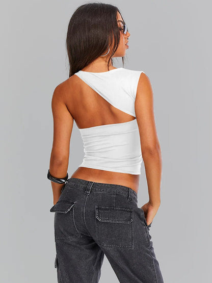 Vrouwelijke Een-Schouder Crop-Top Stijlvol voor Feest