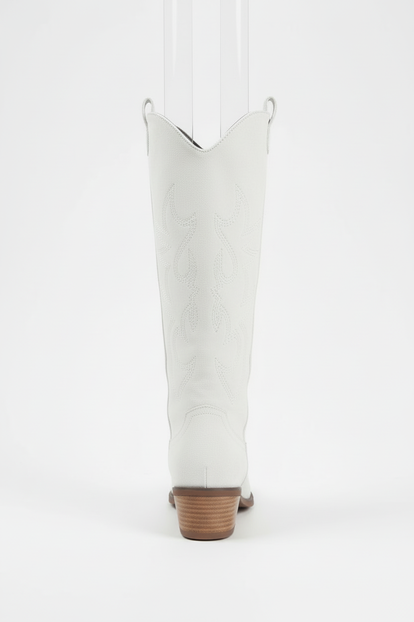 Witte suède cowboylaarzen achterkant