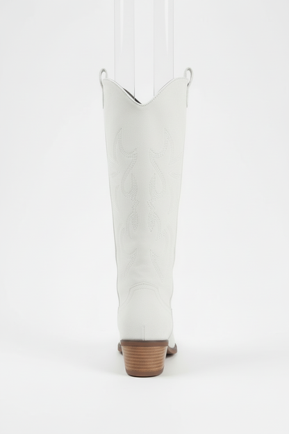 Witte suède cowboylaarzen achterkant