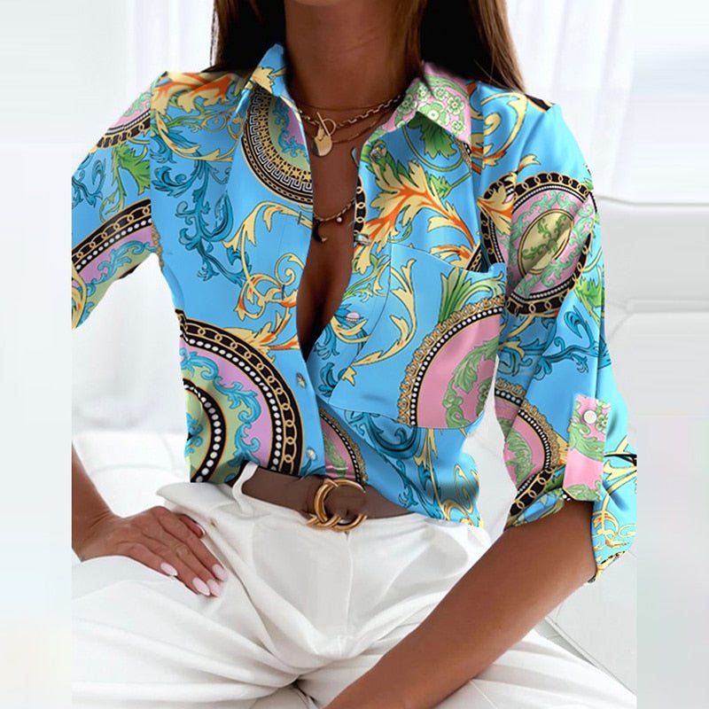 Dames Blouse met Omgeslagen Kraag Elegante Stijl
