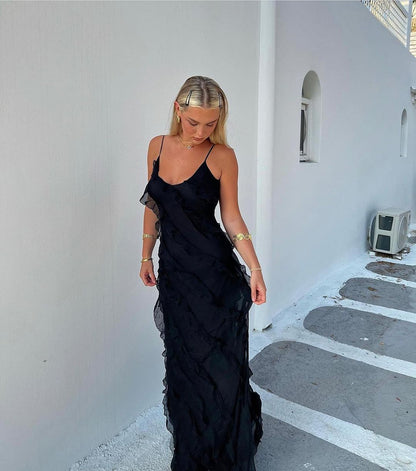 Vrouwen Maxi Jurk Ruffles Elegante Avondjurk