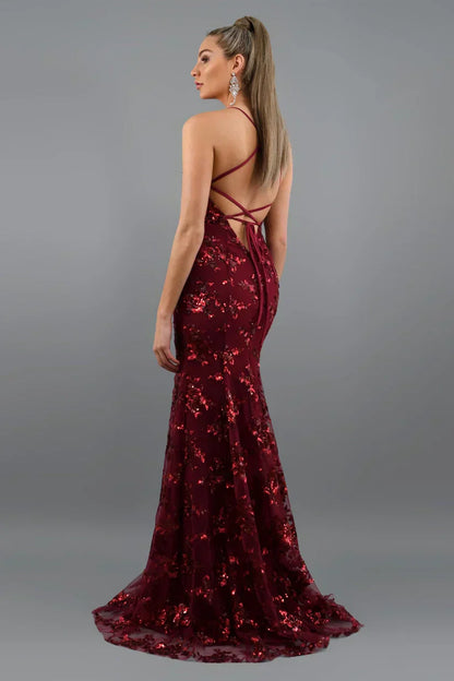 Elegante Maxi Jurk voor Vrouw met Pailletten voor Formele Gelegenheden