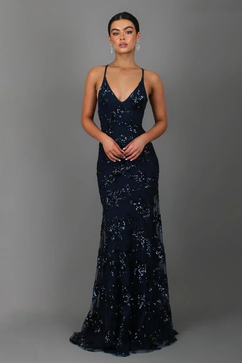 Elegante Maxi Jurk voor Vrouw met Pailletten voor Formele Gelegenheden - StudioMarella