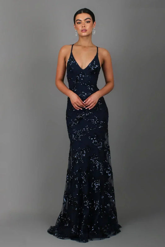 Elegante Maxi Jurk voor Vrouw met Pailletten voor Formele Gelegenheden - StudioMarella