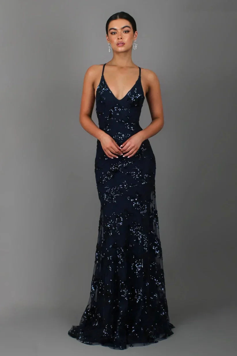 Vrouwelijke Feestjurk Maxi – Glamourous Lange Avondjurk Met Pailletten - StudioMarella