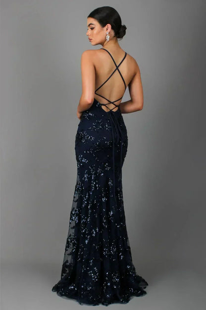 Elegante Maxi Jurk voor Vrouw met Pailletten voor Formele Gelegenheden