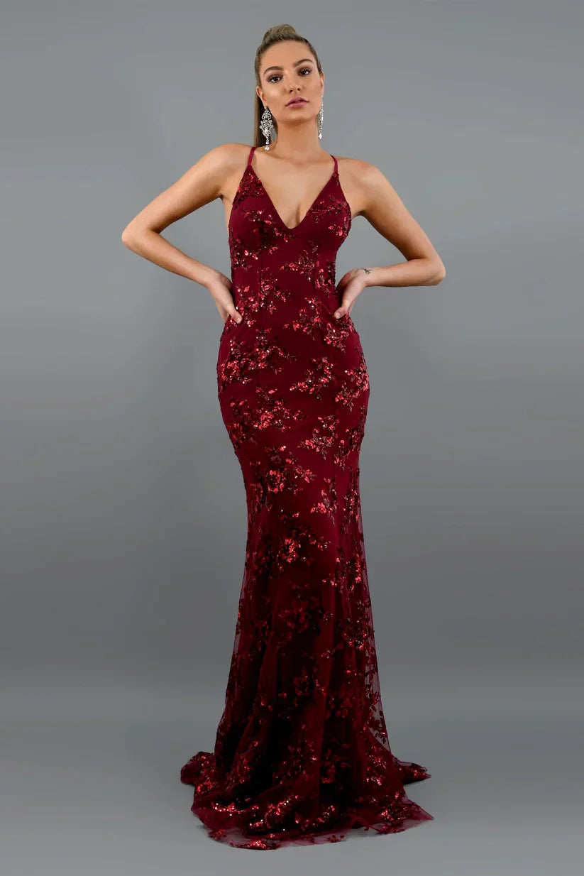 Vrouwelijke Feestjurk Maxi – Glamourous Lange Avondjurk Met Pailletten