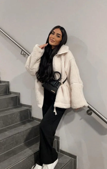 Dames Fleece Jas Oversized Zacht en Warm