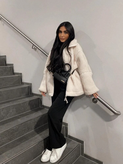 Dames Teddyjas Oversized Zacht Fleece Warme Winterjas
