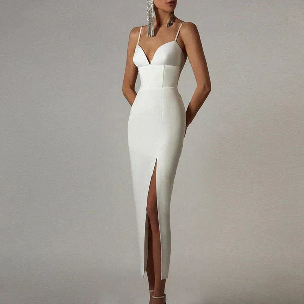 Vrouwelijke Bodycon Jurk met V-Hals en Spaghettibandjes voor Feesten en Bruiloften