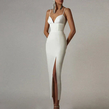 Vrouwelijke Bodycon Jurk met V-Hals en Spaghettibandjes voor Feesten en Bruiloften