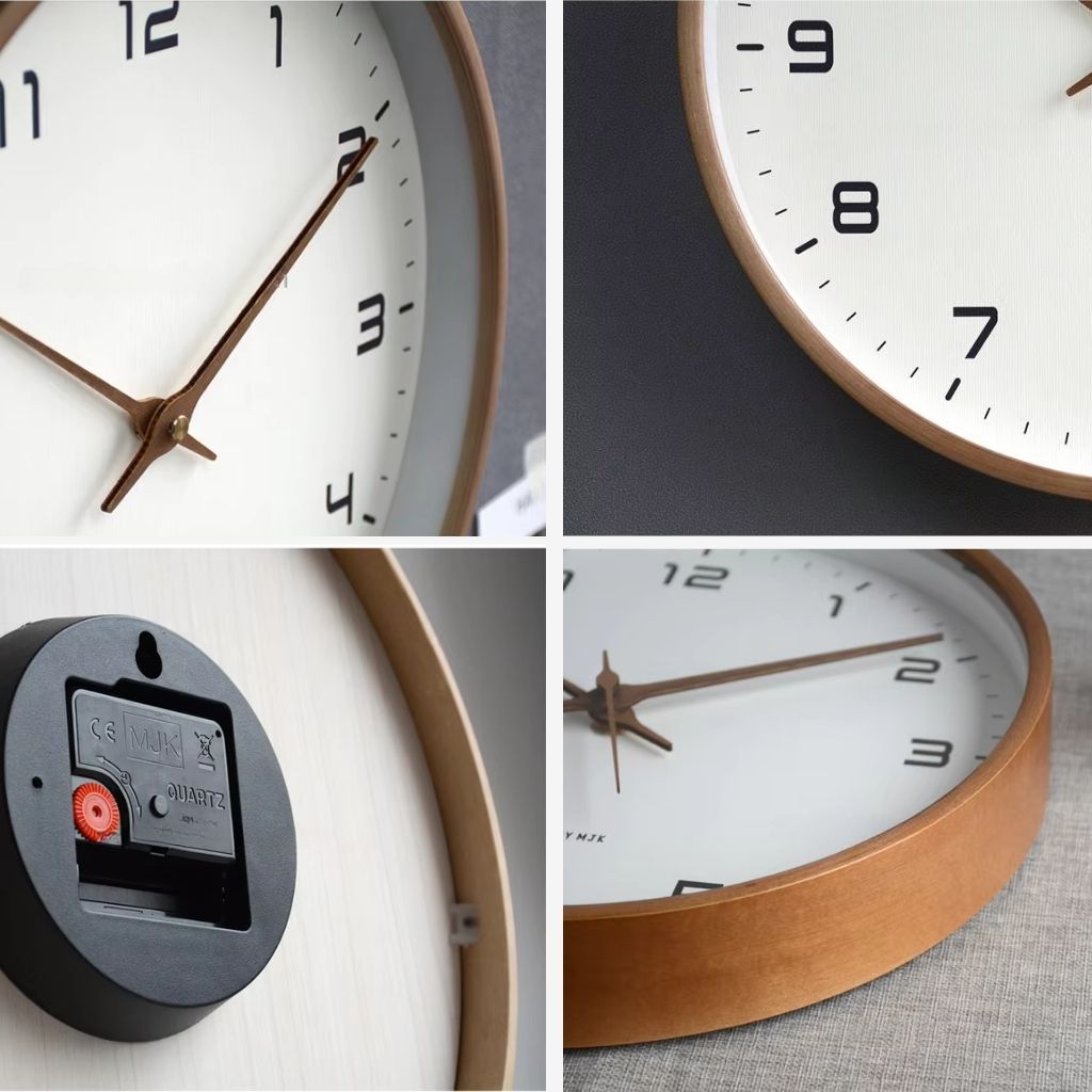 Houten Wandklok Scandinavisch Minimalistisch Stil 25cm 30cm Rond