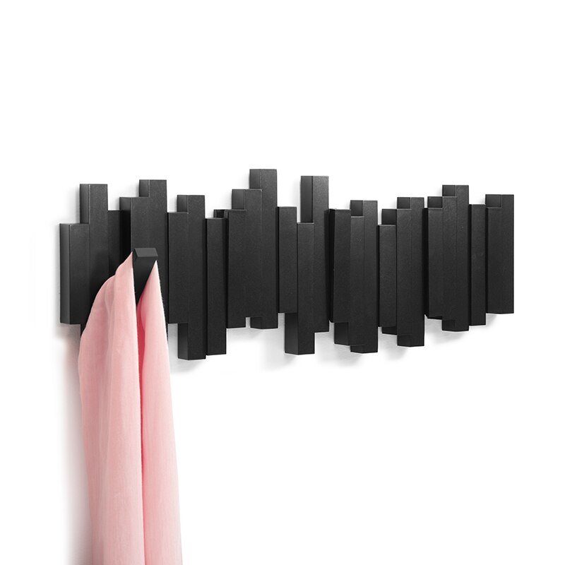 Wandkapstok met Magnetische Opvouwhaken - Scandinavisch Design - 4 tot 10 Haken - Modern Essenhout of Walnoot - Ruimtebesparend Hallway Organizer - Sleutellochophanging