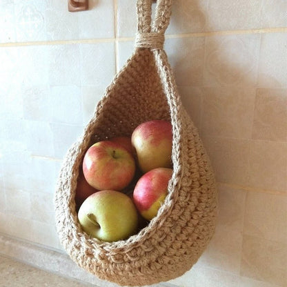 Gevlochten Hangmandjes van Henneptouw – Wandopberging Groenten & Fruit – Handgemaakt Boho Design